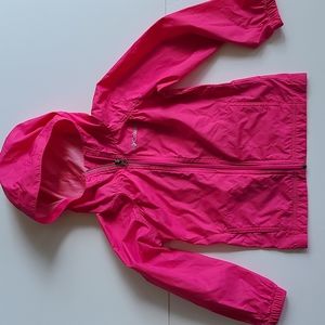 Columbia XXS Pink gray logo inside outside mesh pockets long sleeve windbreaker